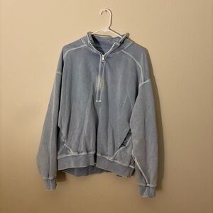 American Eagle Blue Quarter-Zip Fleece Sweatshirt